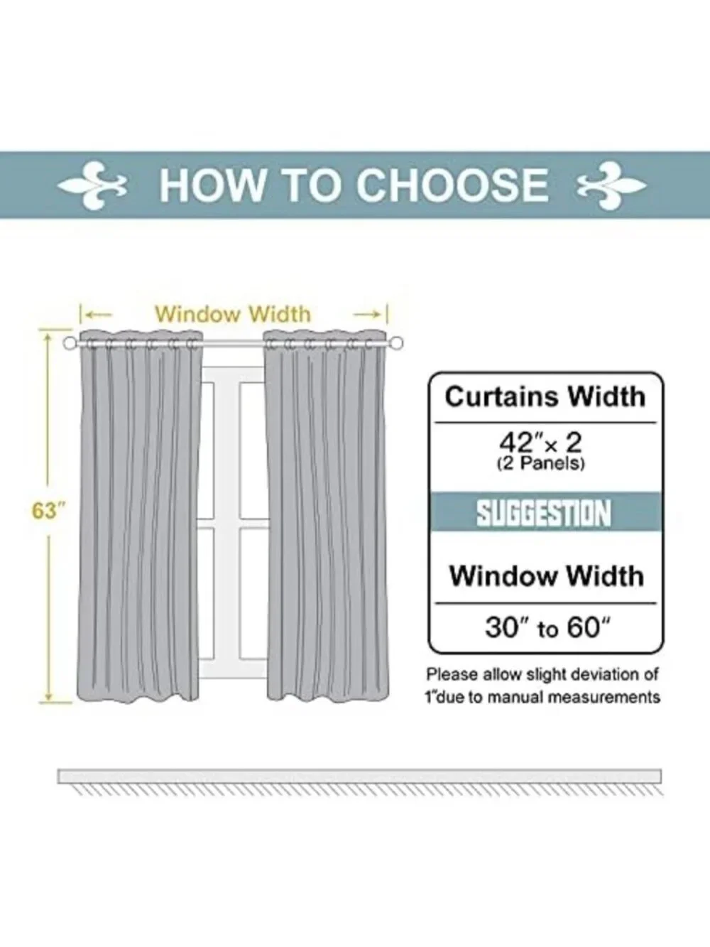 Room Darkening Curtains for Bedroom & Living Room, 63 Inch Length, Light